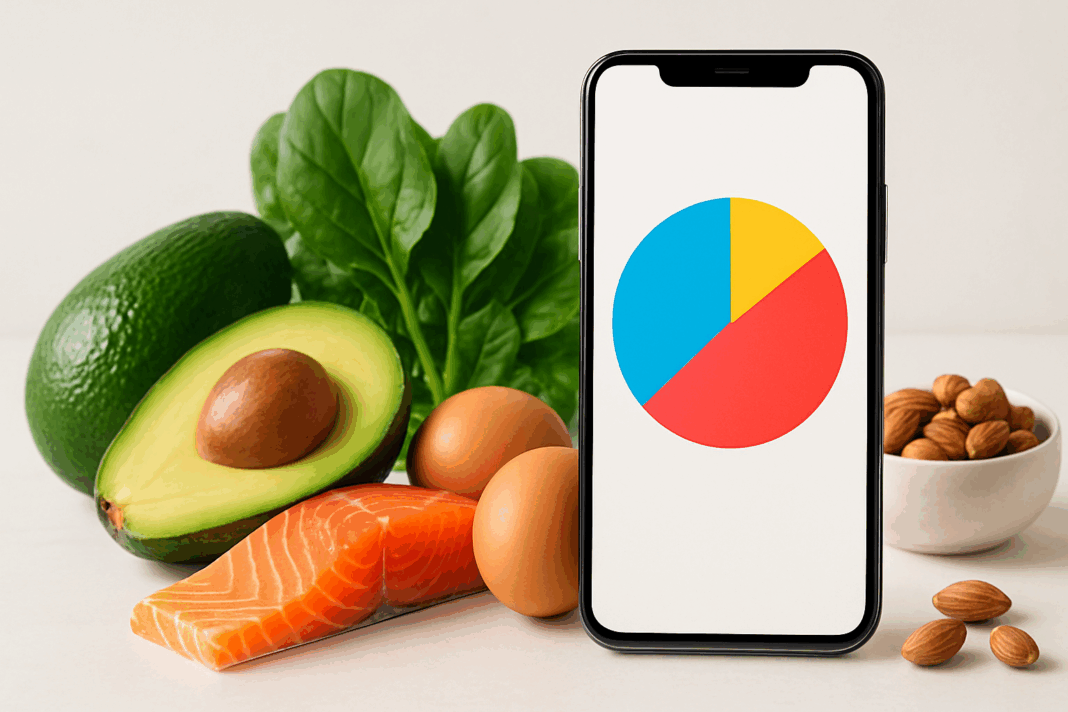 Healthy meal planning with digital low carb macro calculator showing macronutrient breakdown for smarter weight loss and balanced nutrition