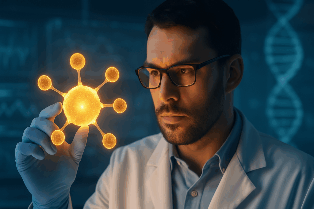 Nutrition researcher analyzing nutrient molecules in a lab, illustrating the scientific foundation behind What Is UL in Nutrition