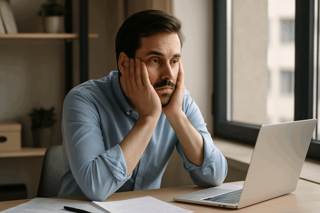 Person resting their head on a desk next to healthy foods, showing symptoms of Feeling Tired on a Low Carb Diet during keto adaptation.