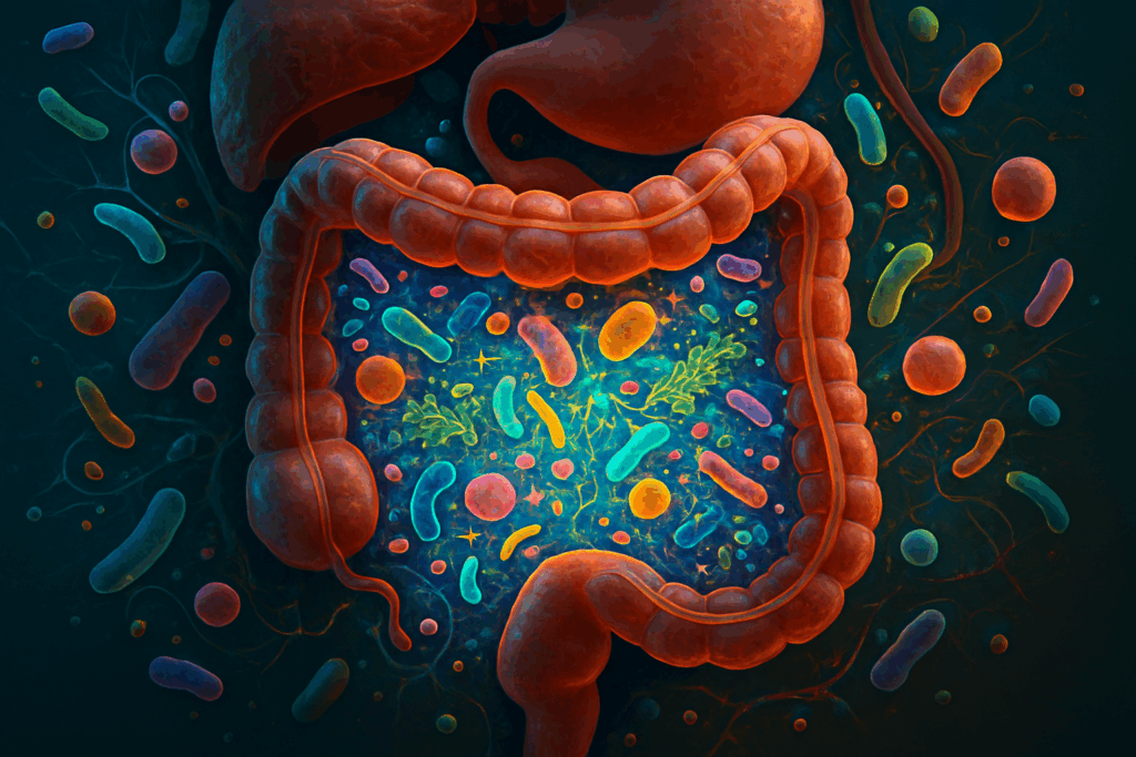 Colorful gut microbiome diversity illustrating how to restore gut health to lose weight.