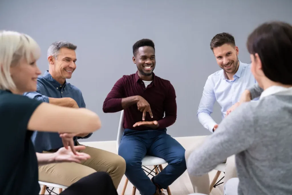 A group of people exploring new languages. 