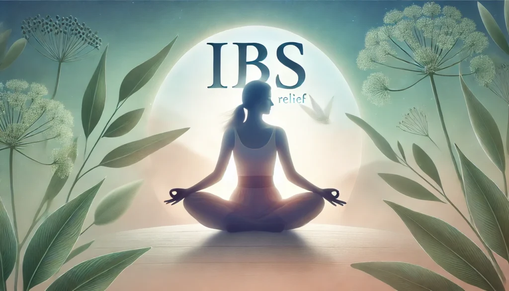 A serene visual of a person practicing yoga outdoors, symbolizing stress management as a key factor in alleviating IBS symptoms and improving digestive wellness.