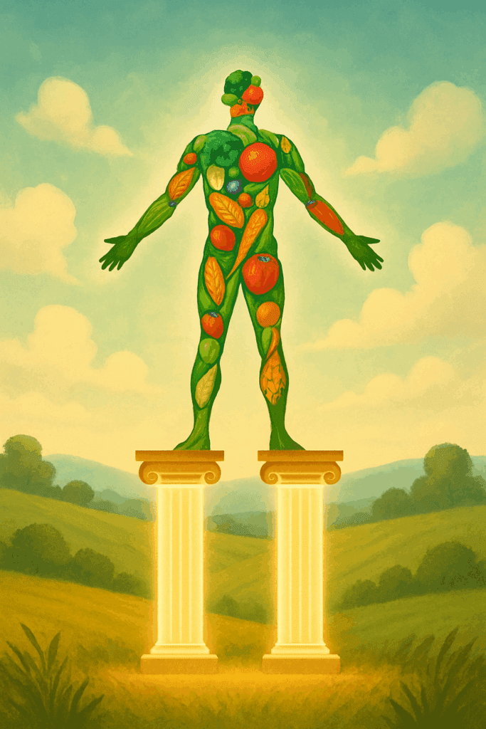 Balanced meal plan with fruits, vegetables, and proteins illustrating Recommended Dietary Allowances for daily nutrition needs