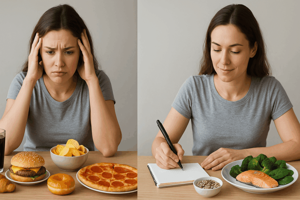 Balanced plate showing proteins, fats, and low-carb vegetables to visually explain How to Track Macros on a Low Carb Diet.