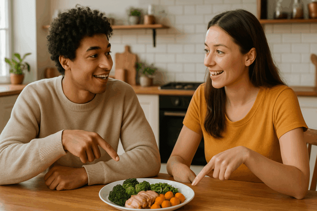Colorful healthy foods including avocado, chicken, and quinoa used to teach how to use the word "macronutrient" in a sentence naturally.