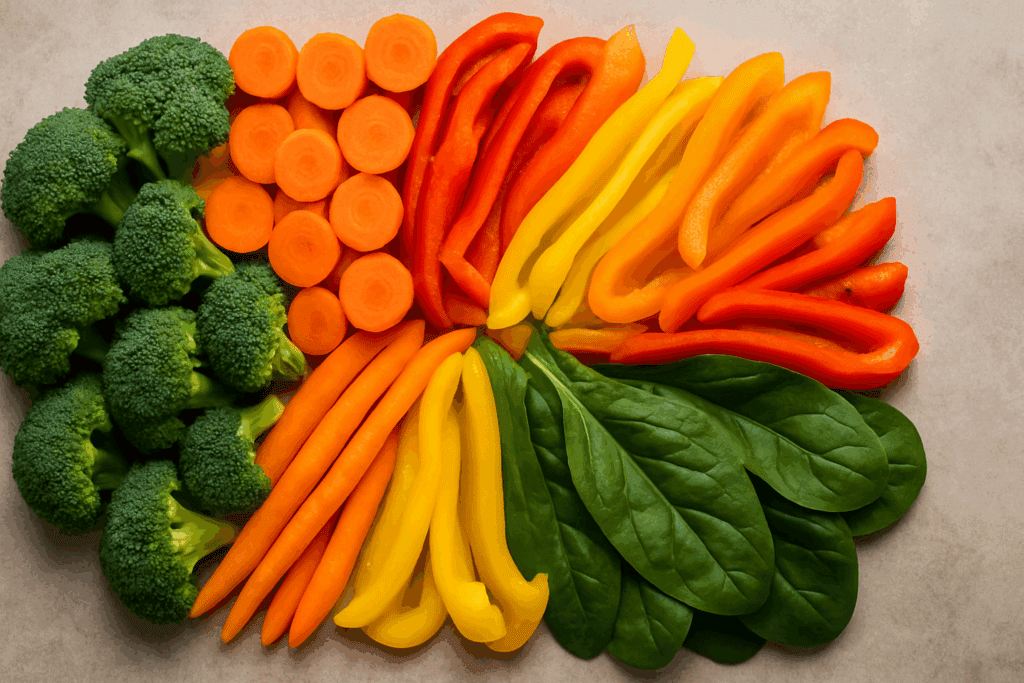 Farmers market display with organic produce and whole foods supporting obtaining the food necessary for health and growth.