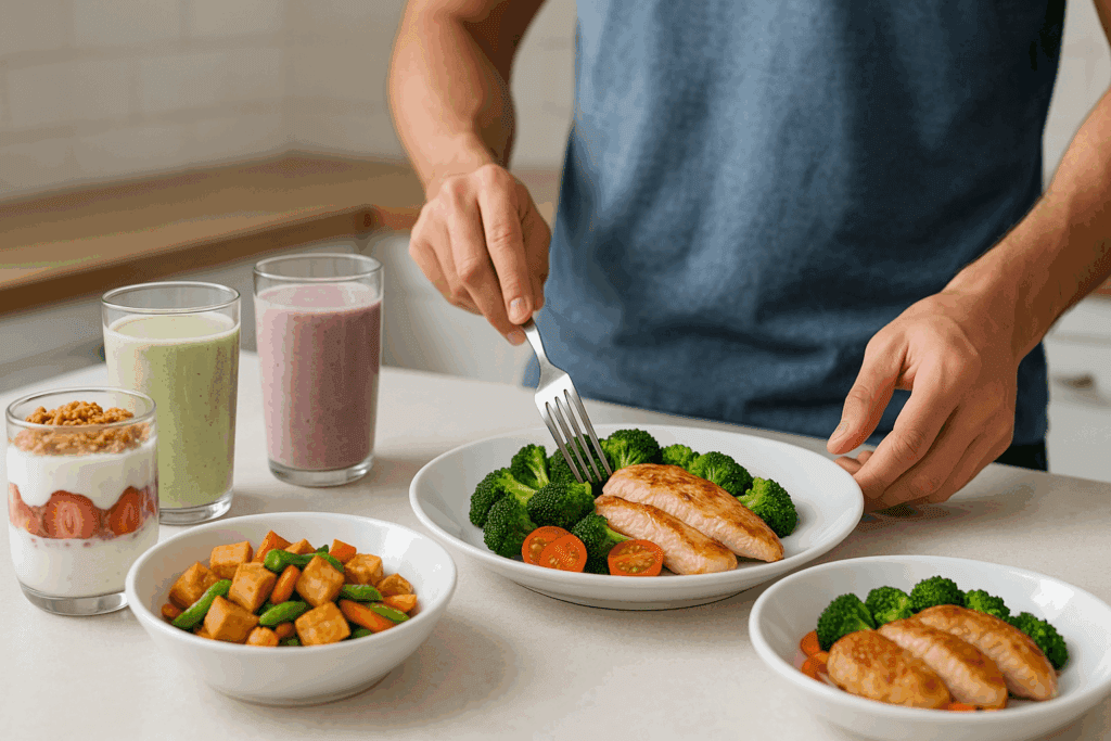 Side-by-side concept showing metabolism boost from protein-rich diets, highlighting how protein and energy are connected in weight management.