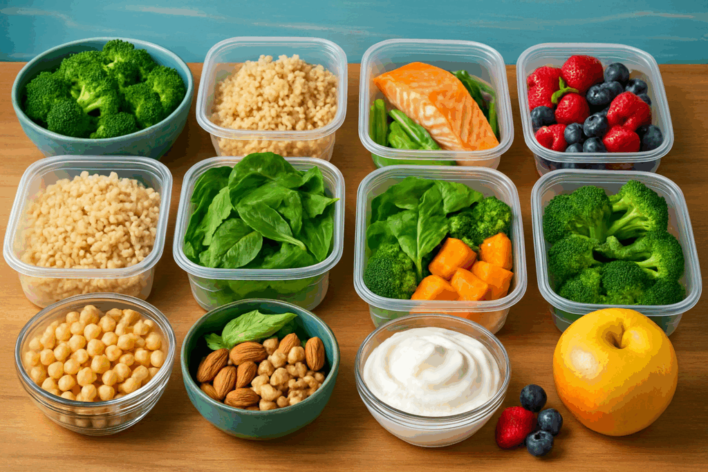 Nutritional wheel made of fruits, vegetables, and grains demonstrating balanced eating through Recommended Dietary Allowances