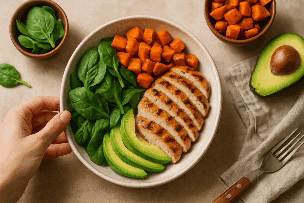 Healthy meal prep containers organized by macronutrient type, demonstrating how to use the word "macronutrient" in a sentence for fitness goals.


