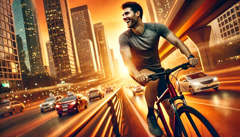 Fit cyclist showing how regular exercise and energy practices build lasting daily vitality.