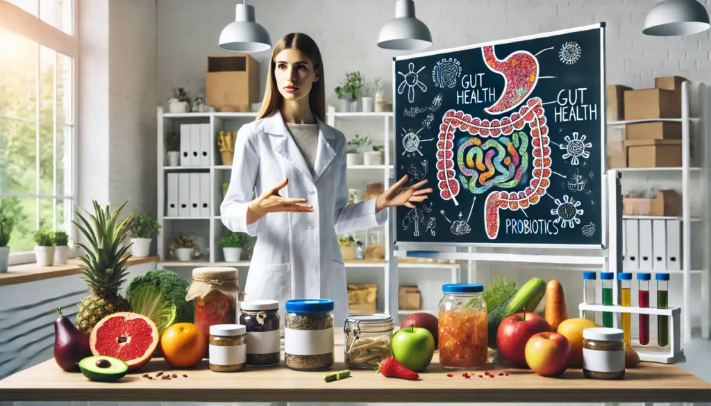 Nutritionist explaining gut friendly foods and healing diets to support optimal gut and microbiome health.