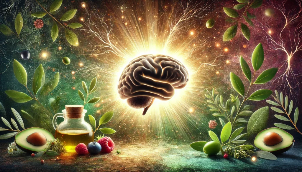 Artistic blend of brain health elements symbolizing how to prevent dementia and Alzheimer’s naturally