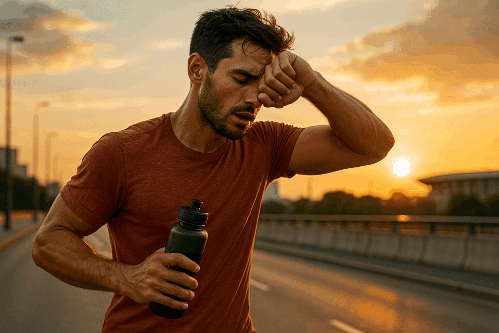 Athlete hydrating during run symbolizing importance of how to stay hydrated while exercising.