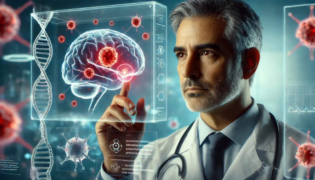 Scientific visualization showing beta-amyloid protein clusters between neurons to explain what causes amyloid plaques and neuronal damage.